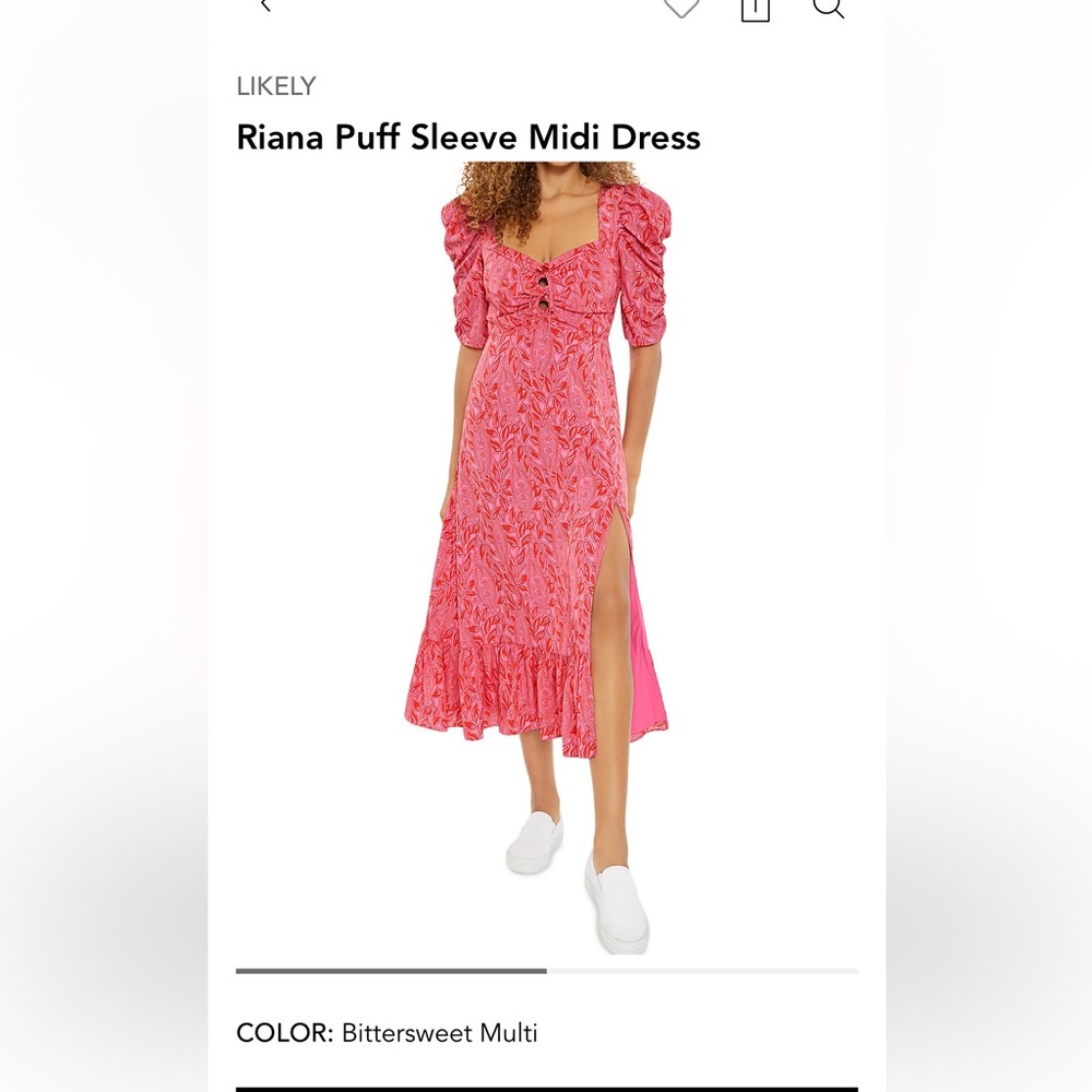 Likely Ariana Floral Puff Sleeve Midi-Dress size 10
